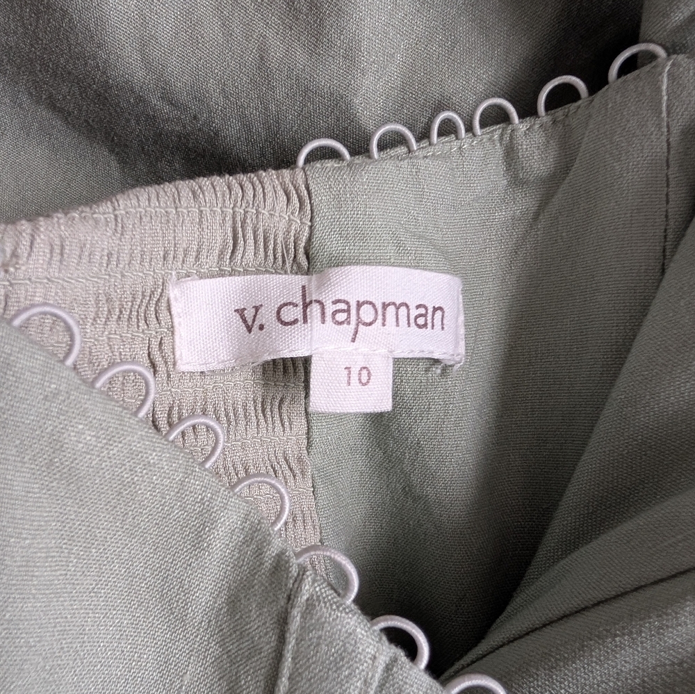 V. Chapman Liliana Scallop Hem Strapless Sage Green Midi Dress Size 10 - Picture 7 of 7